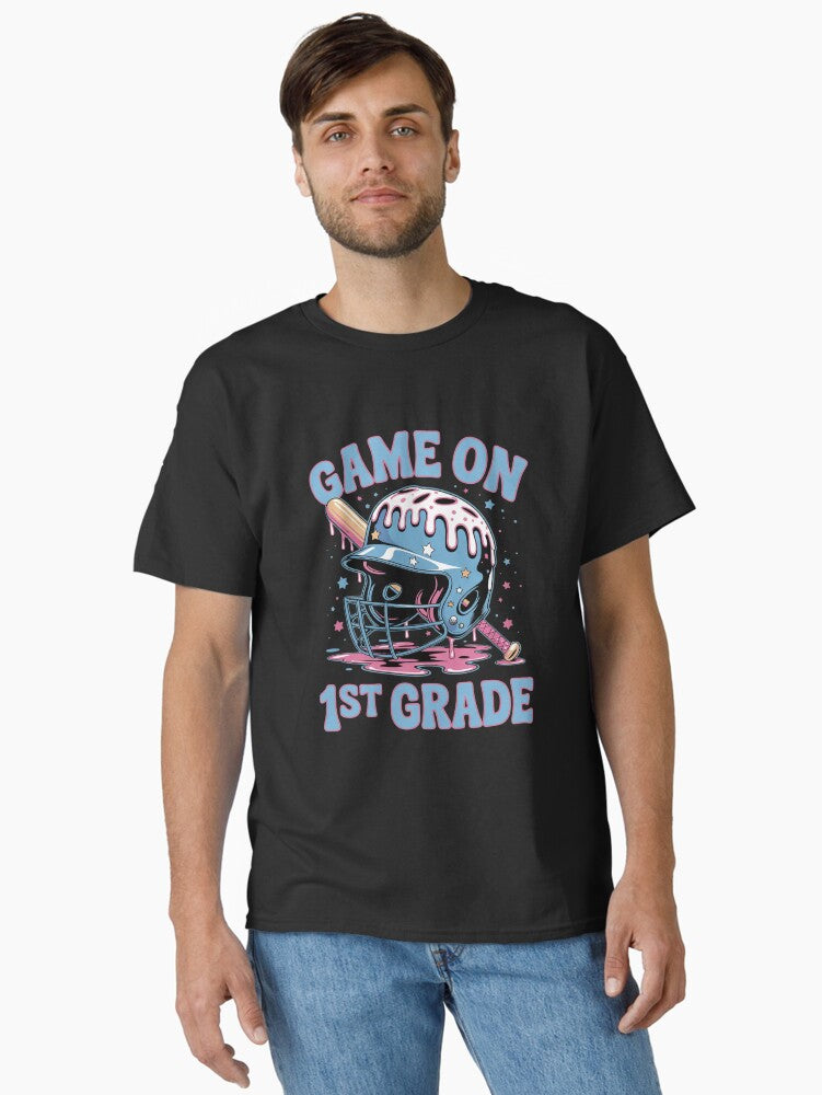Game On 1st Grade Baseball Drip Ice Cream Back to School Boy Classic T Shirt T Shirt Comfort Fit Fan Favorite