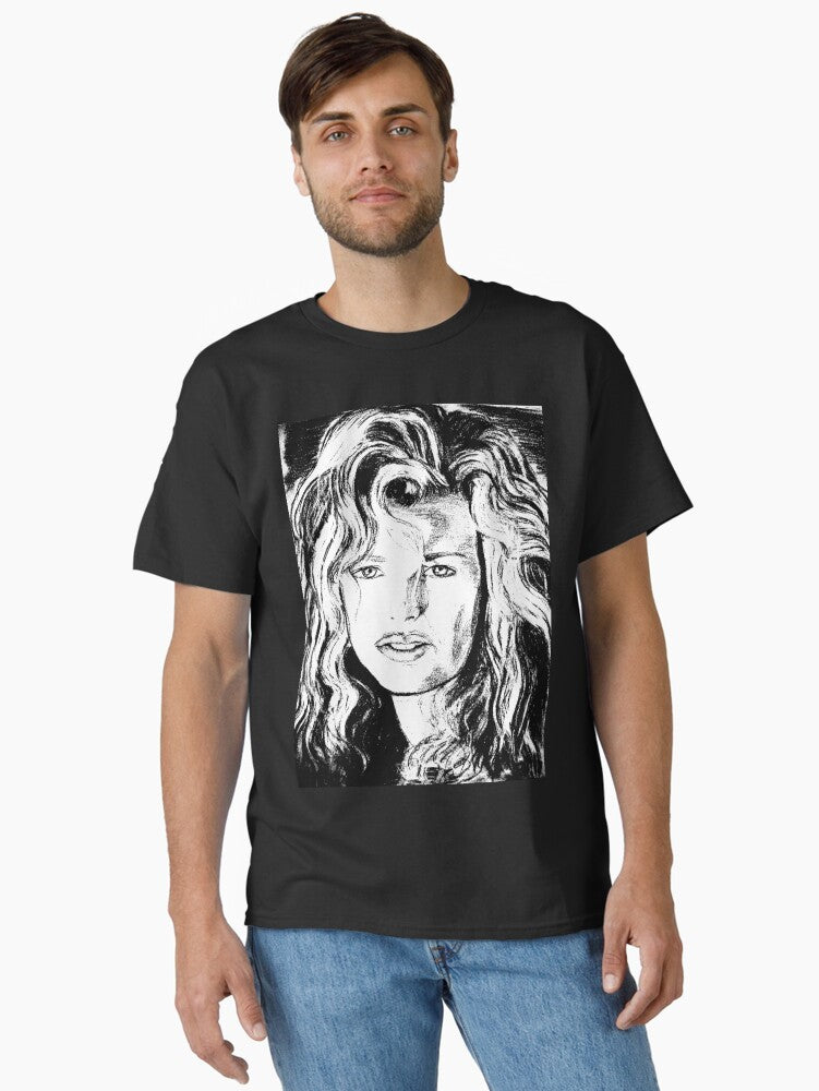 Kim retro Popart portrait illustration black and white Classic T Shirt T Shirt Premium Print Daily Wear
