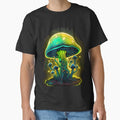 Psychedelic Neon Mushroom Toadstool in Greens and Oranges Classic T-Shirt for Sale by CGSGraphics