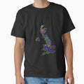 United Kingdom River Basin Map in Rainbow Colours with Black Background Classic T-Shirt for Sale by GrasshopperGeo