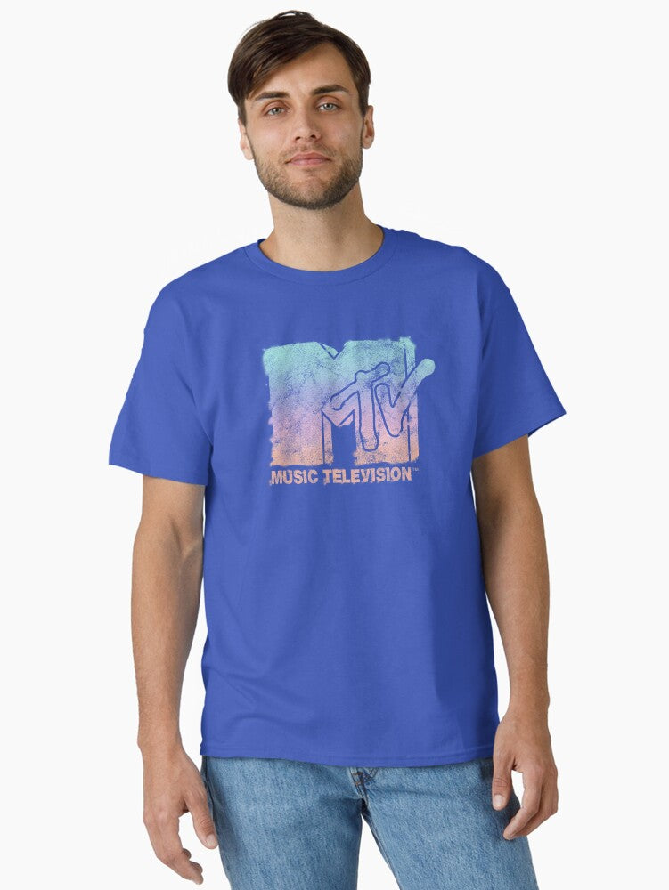 MTV Vintage Pastel Spray Paint Distressed Logo Classic T Shirt T Shirt Comfort Fit Modern Aesthetic