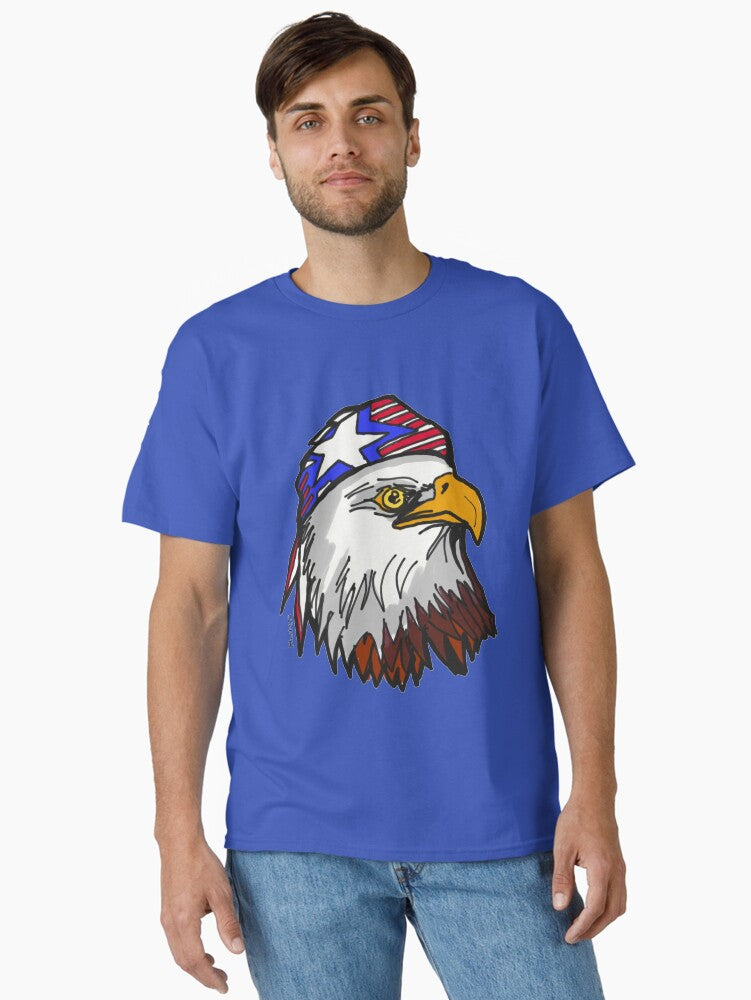 American Bald Eagle with USA Bandana Celebrates July 4th Independence Day Classic Shirt T Shirt Everyday Wear