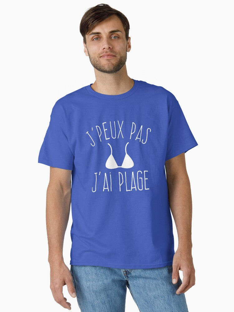I can t I have a beach Humorous design Classic T Shirt T Shirt Premium Print Daily Wear