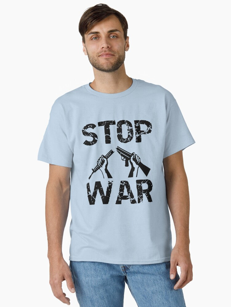 Stop War Broken Gun Black Design for Peace Loving People Classic Shirt T Shirt Minimal Style