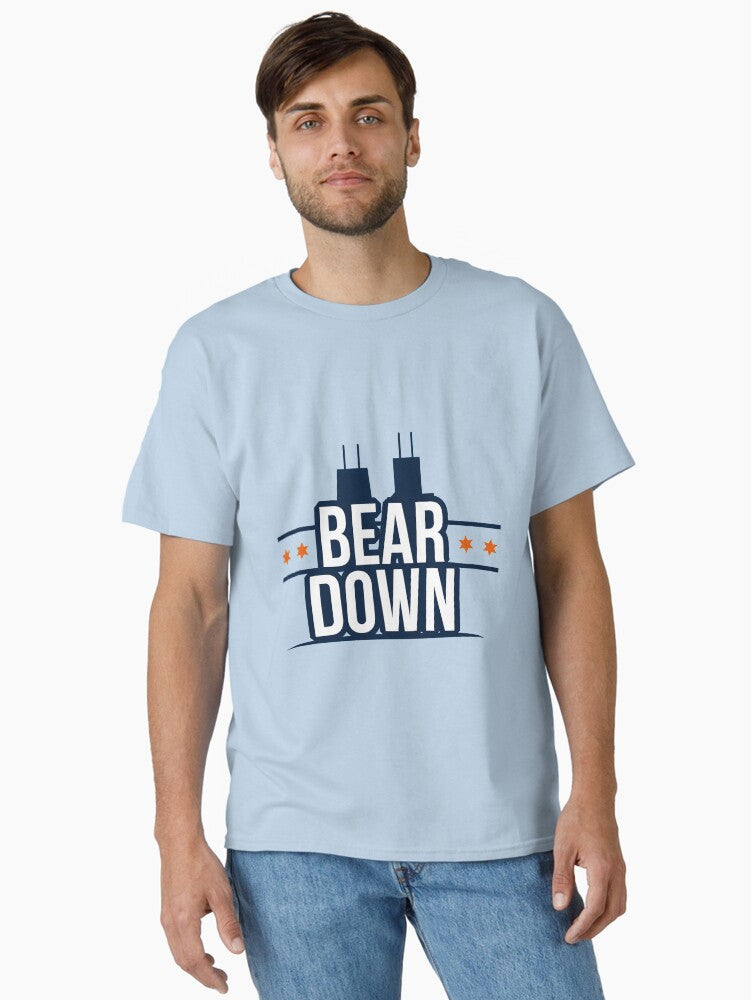 Bear Down Navy Orange Logo Wordmark Classic T Shirt T Shirt Everyday Wear
