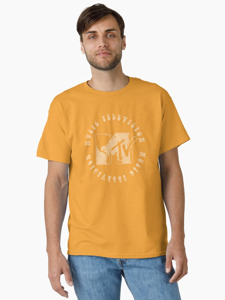 MTV Music Television Distressed Global Groovy Vintage Logo Classic T Shirt T Shirt High Search Demand Pop Art Style