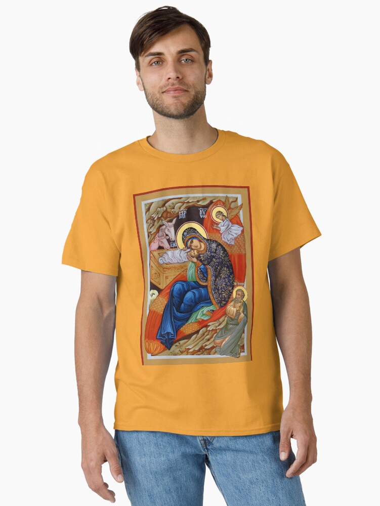 Nativity of Jesus Christ Christmas Orthodox Icon Classic Shirt T Shirt Premium Print