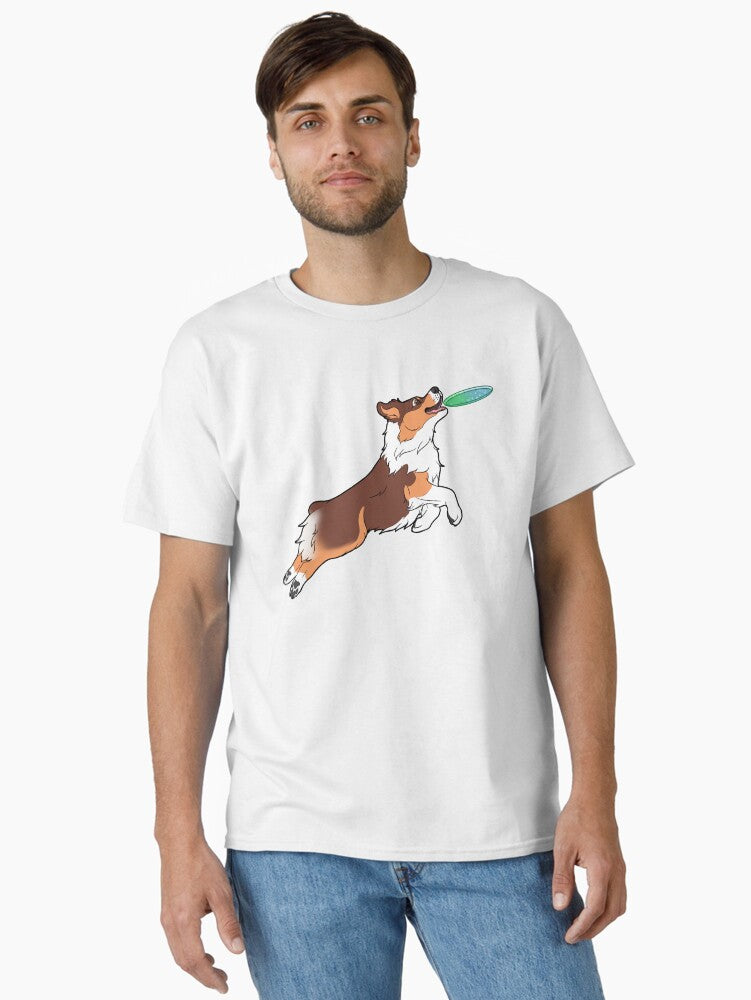 Red Tri Australian Shepherd Catching Disc