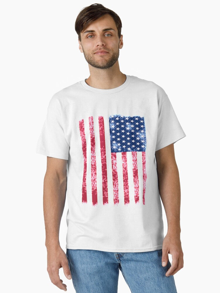 Distressed Style Patriotic American Flag 4th of July Shirt Classic Shirt T Shirt Gift Ready