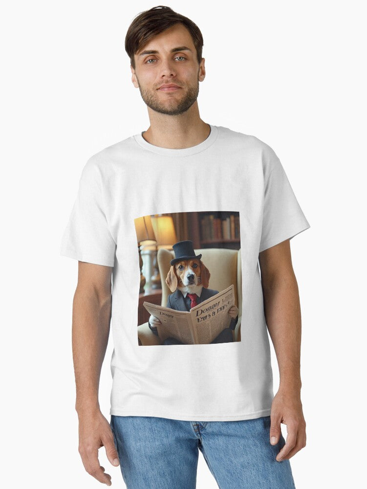 Dog with newspaper Classic T Shirt T Shirt US Market