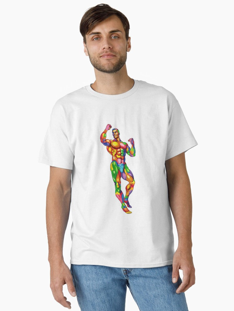 Colorful Muscular Guy Classic T Shirt T Shirt Premium Print