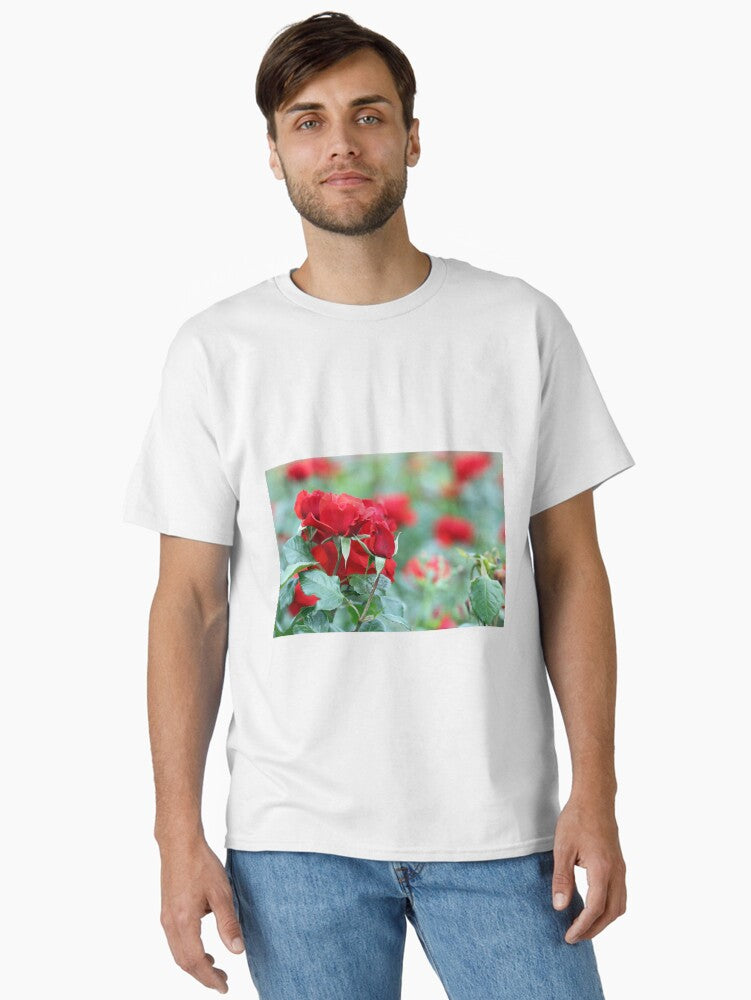 red roses flowers spring season Classic T Shirt T Shirt Premium Print
