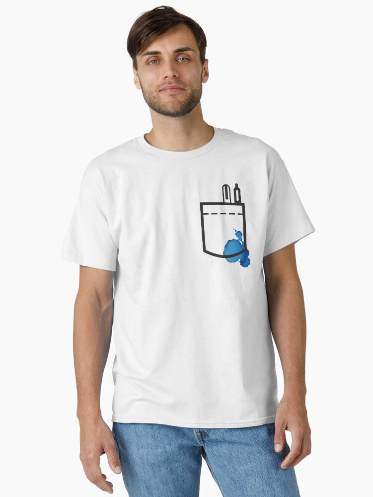 Ink stain pocket Classic Shirt T Shirt Minimal Style