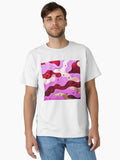 Red Pink and Silver Camouflage with Stars Classic T Shirt T Shirt Aesthetic Fit Hot Search US