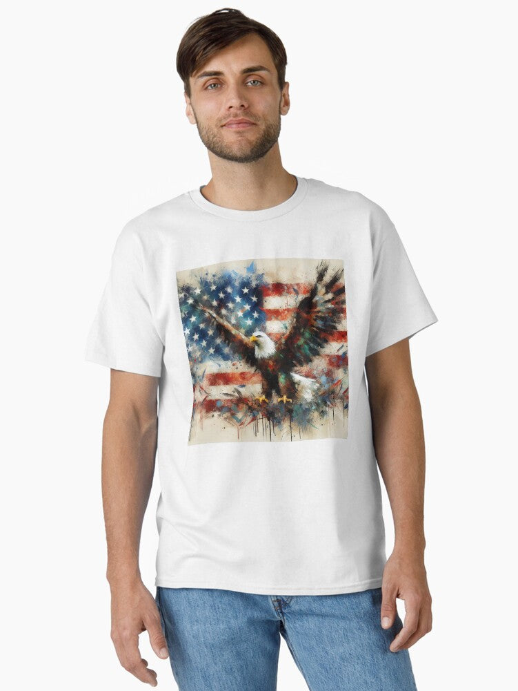 Distressed American Patriotic Eagle and Flag Classic Shirt T Shirt Gift Ready