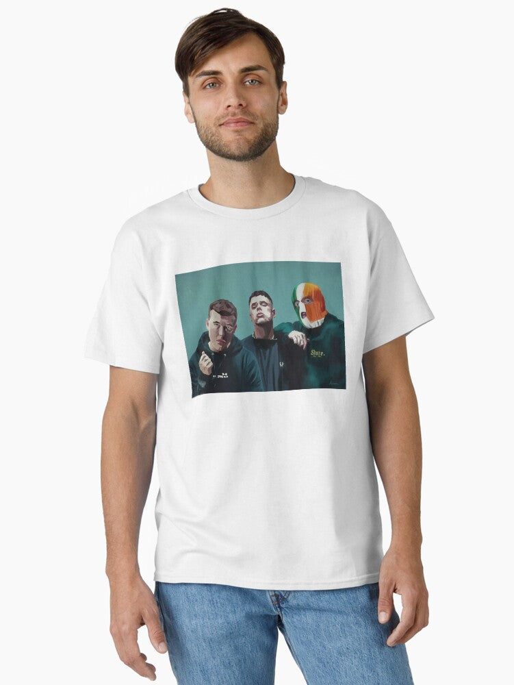 Painting of Irish band Kneecap Classic Shirt T Shirt Clean Design