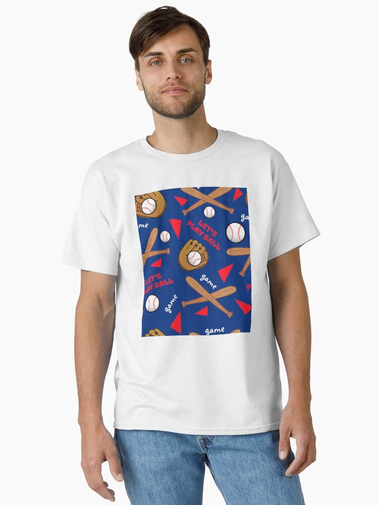 Let s Play Baseball Pattern Classic T Shirt T Shirt High Search Demand Limited Drop Feel