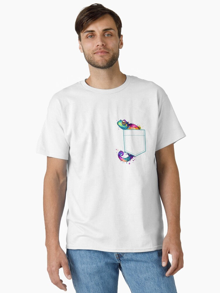Watercolour Chameleon in Pocket Funny Gift for Chameleon Lovers Classic Shirt T Shirt Minimal Style