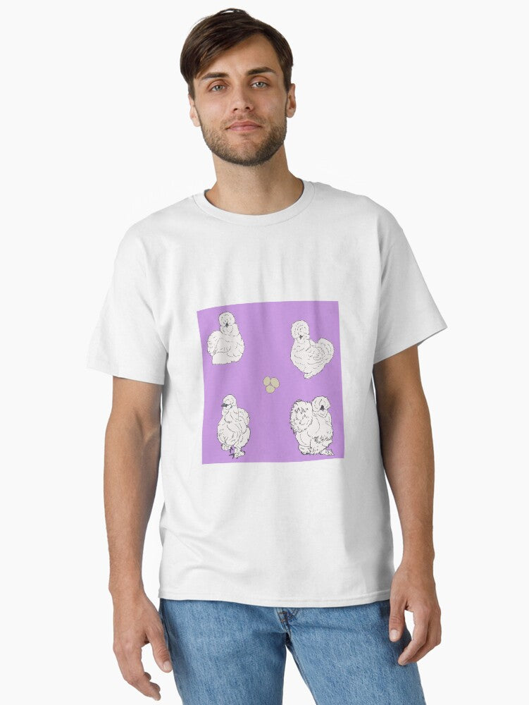 White Silkie Chicken Pattern Purple