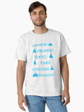 Disney Cities Around the World | Anaheim · Orlando · Tokyo · Paris · Hong Kong · Shanghai Minimalist Tee Electric Blue Classic T-Shirt