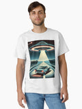 UFO Hovering Over a Car Classic T-Shirt | Premium Unisex T-Shirt, Trending Graphic Tee