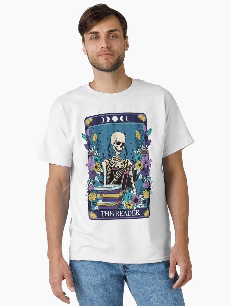 Funny tarot card with skeleton the Reader Classic T Shirt T Shirt Best Seller Look Streetwear Essential