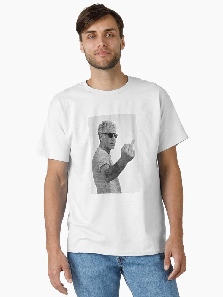 Middle Finger Bourdain Classic T Shirt T Shirt Comfort Fit Modern Aesthetic