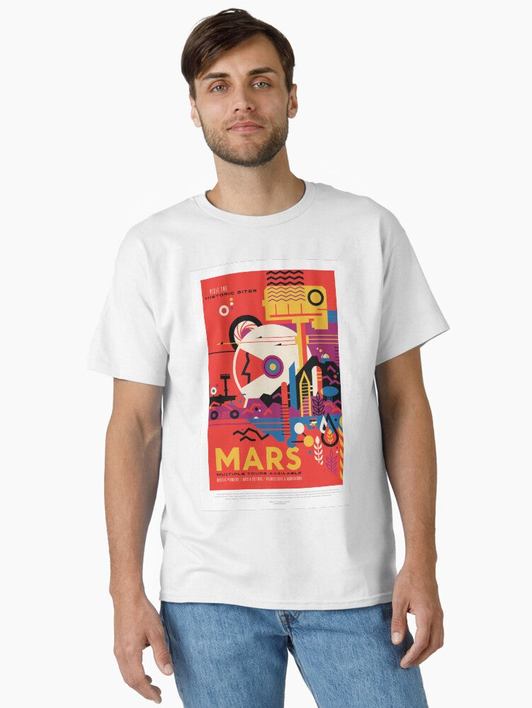 Mars Retro Futurism Classic T-Shirt | Premium Unisex T-Shirt, Trending Graphic Tee