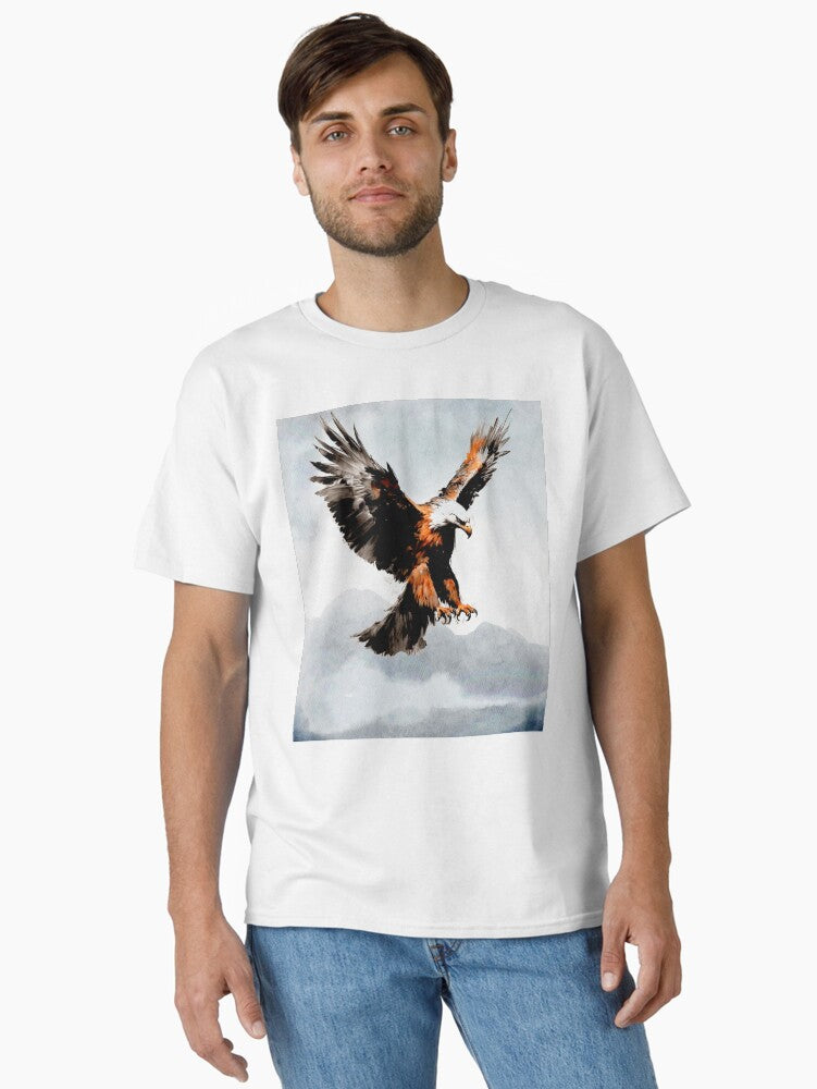 Majestic American Bald Eagle Descending from Stormy Skies Classic Shirt T Shirt Clean Design