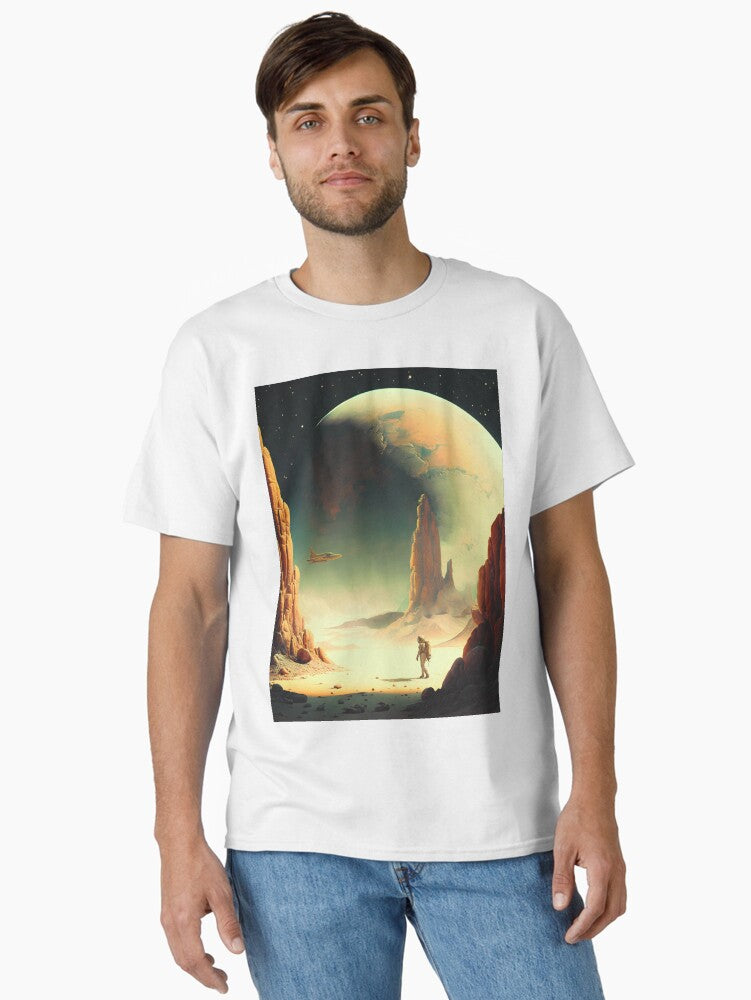 New Beginnings Retro-Futuristic Space Poster Classic T-Shirt | Premium Unisex T-Shirt, Trending Graphic Tee