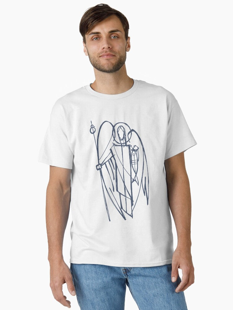 Saint Raphael Archangel illustration Classic Shirt T Shirt Minimal Style