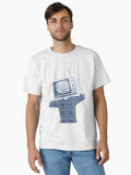 Vintage TV with man inside the screen Classic T Shirt T Shirt Comfort Fit Daily Wear