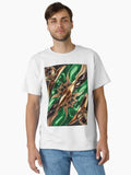 Opulent Gold and Green Camouflage Design Classic T Shirt T Shirt Premium Quality Hot Search US