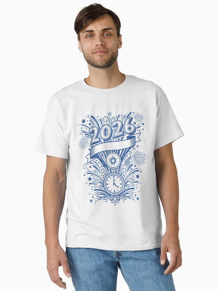 2026 Fireworks Countdown Celebration Design Classic T Shirt T Shirt Viral TikTok Daily Wear