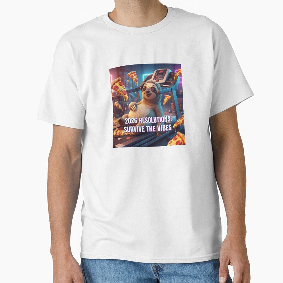 2026 Resolutions Survive The Vibes Sloth by lowbatterydept Unisex T-shirt, Sweatshirt, Hoodie, Long Sleeve Tee