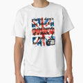 Please don't put your life in the hands of a Rock ‘n’ Roll band | Oasis | Lyrics | Union Jack Classic T-Shirt for Sale by stuartjsharples