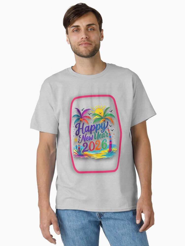 Vibrant Tropical 2026 New Year Greeting Design Classic T Shirt T Shirt Trending US New Year Trend