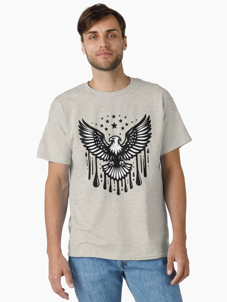 American Eagle Freedom Stars Dripping Patriotic Art Classic Shirt T Shirt Everyday Wear