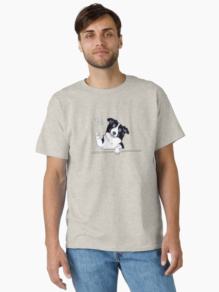 Cute Dog Waving With Hi Text Illustration