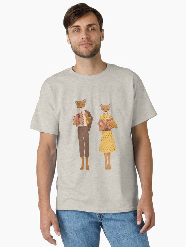 Fantastic Mr fox and Mrs Fox Funny Classic Shirt T Shirt Clean Design