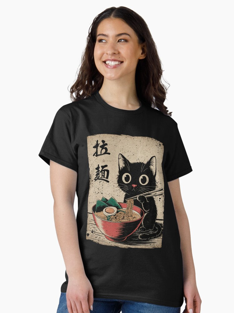 Cat Ramen Japanese Funny Graphic Tees Kawaii Cat Anime Gifts Classic T Shirt Women T Shirt Trending US Hot Right Now