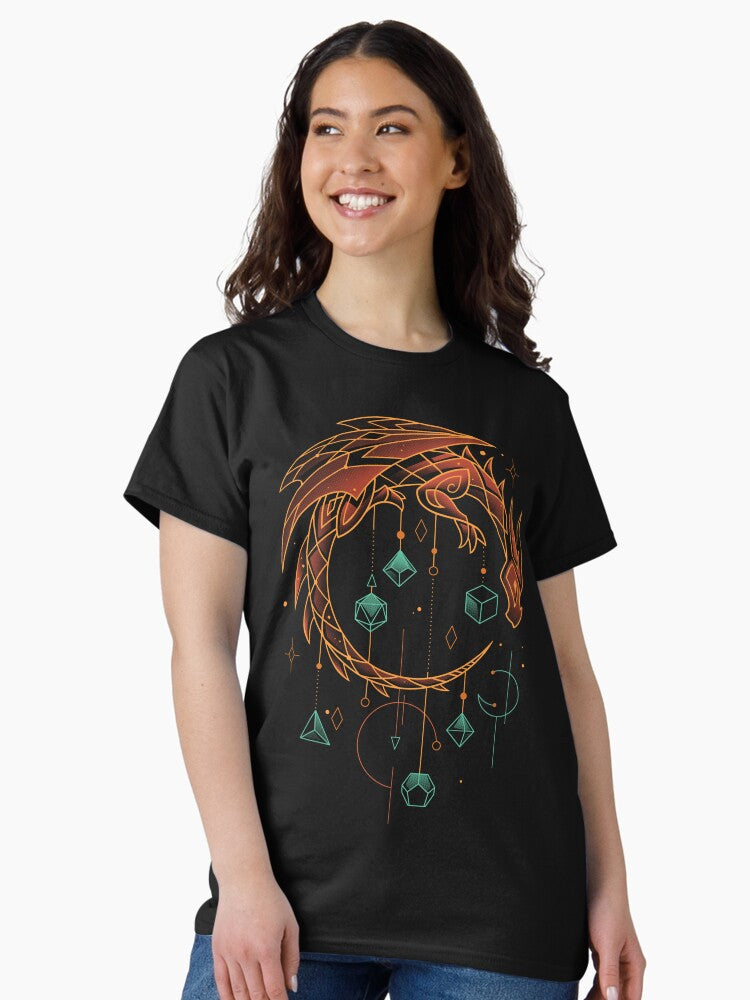 Draconic Dice keeper Roleplayer Gamer Classic T Shirt Women T Shirt Streetwear Style Fan Favorite