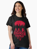 Stranger Things Group Shot Bike Ride Upside Down Silhouette Classic T Shirt Women T Shirt High Search Demand Gift Ready