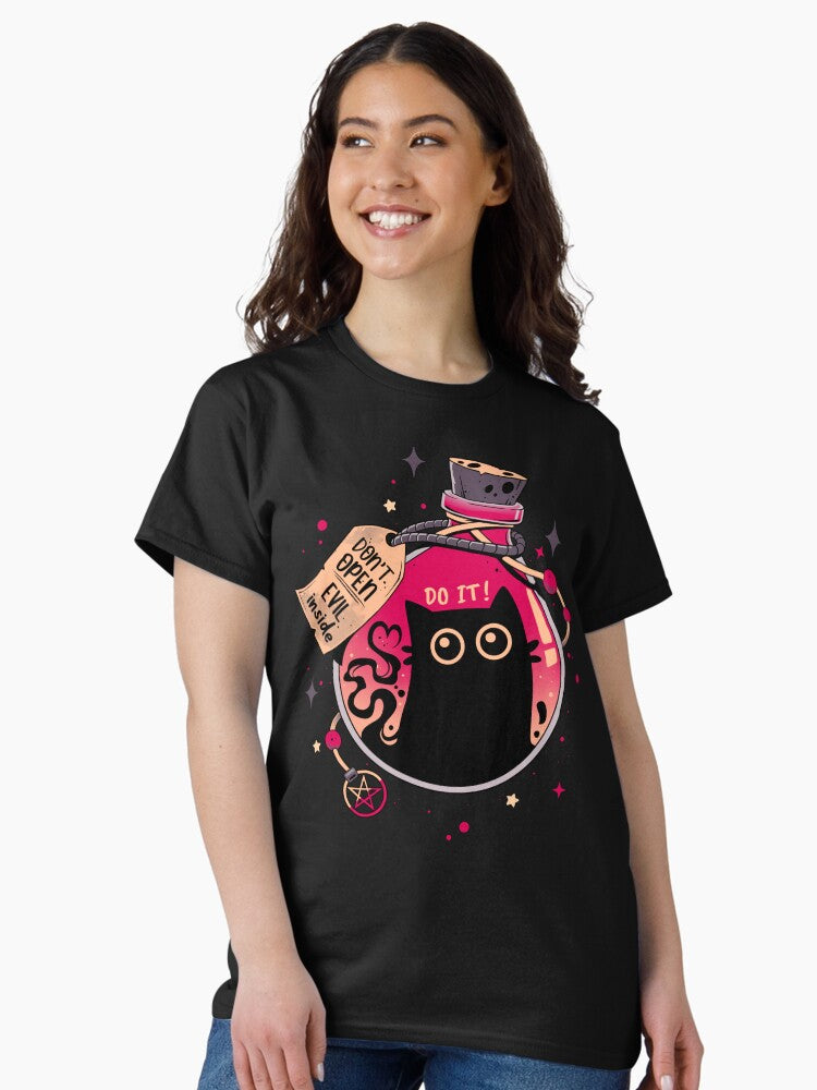 Bottled Menace Evil Black Cat Classic T Shirt Women T Shirt Viral TikTok Best Seller Look