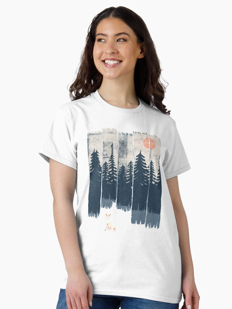 A Fox in the Wild Classic T Shirt Women T Shirt Comfort Fit Daily Wear