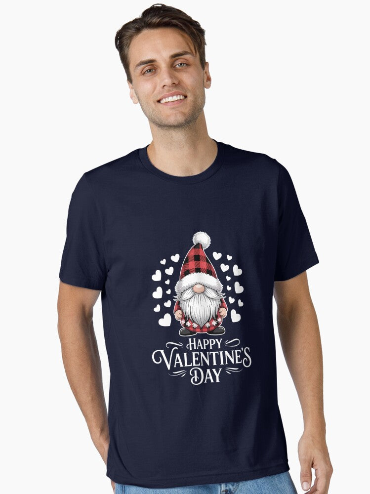 Happy Valentine Day Gnome Plaid Cute Heart Essential Shirt T Shirt Clean Design