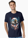 American bald eagle with patriotic flag Essential Shirt T Shirt Premium Quality