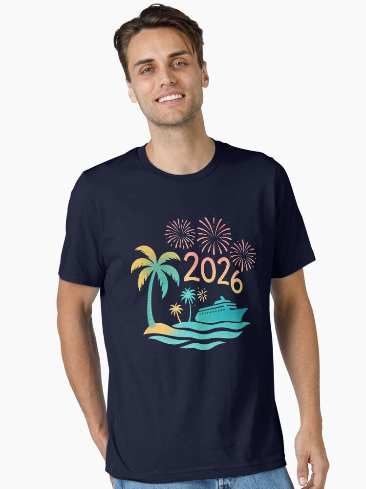 Tropical Cruise Into 2026 New Year Essential T Shirt T Shirt Comfort Fit New Year Trend