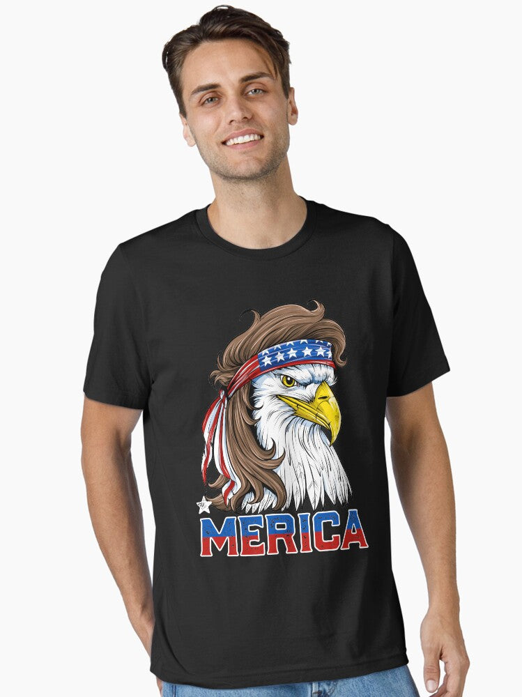 Eagle Mullet Shirt 4th of July American Flag Merica USA Essential Shirt T Shirt Premium Quality