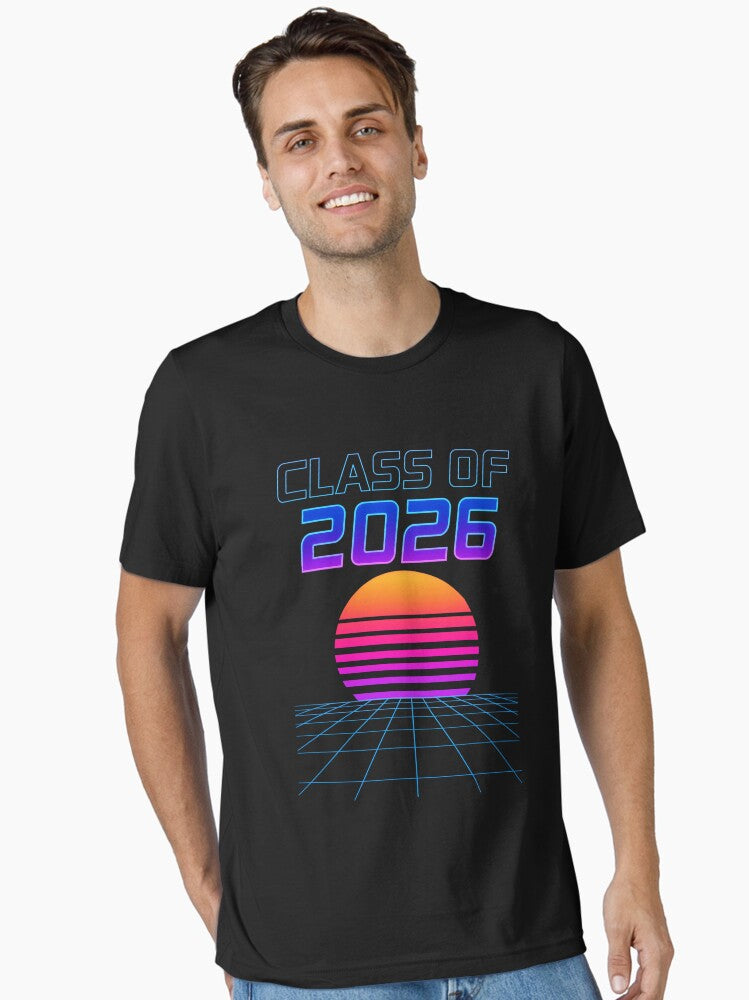 Class of 2026 Neon Retro Senior Sunrise Synthwave Essential T Shirt T Shirt Comfort Fit New Year Trend